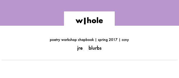 Cover screenshot of w|hole digital chapbook site